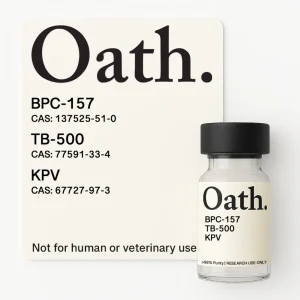 Wolverine Plus BPC-157 TB-500 KPV Blend peptide vial from Oath Peptides